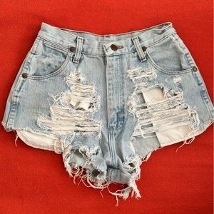 Vintage Wrangler High Waisted Distressed Shorts